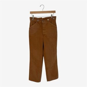 Vintage Workwear High-Waist Brown Cotton Canvas Pants